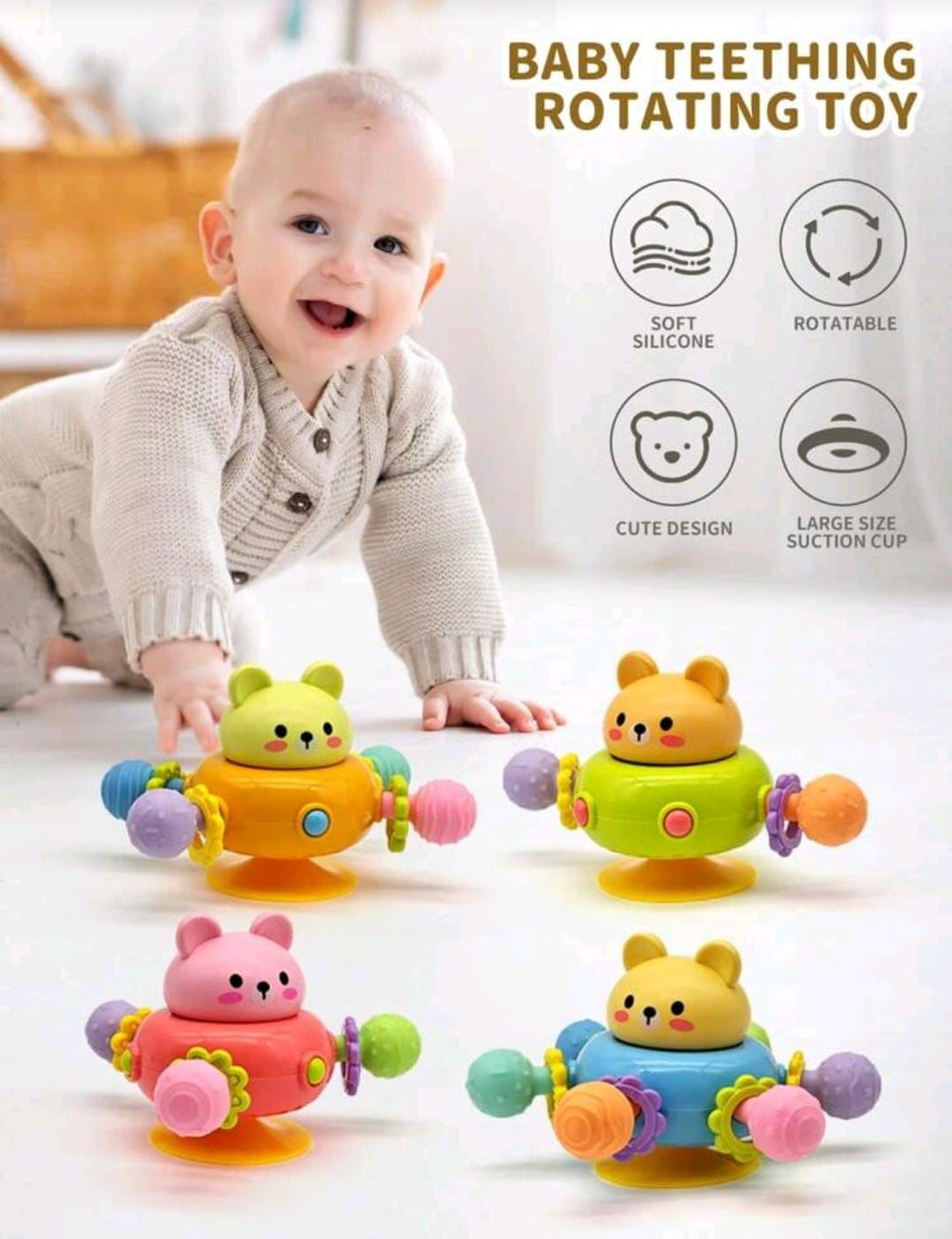 Baby Teether Cute Bear Spinning Toy