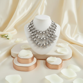 Luxury Crystal Rhinestone Bib Statement Necklace – Silver Gunmetal Item ID:-NH002