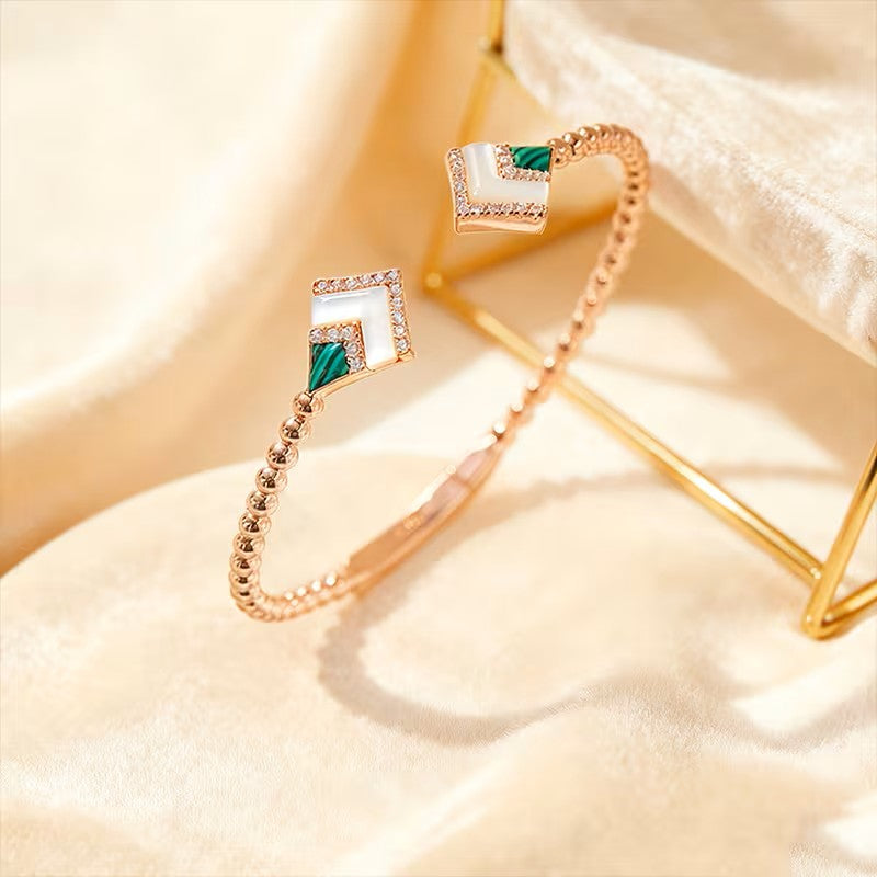 Malachite & Pearl Geometric Bangle Item ID:-NH006
