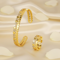 Honeycomb Bangle & Ring Set – Diamond Accent Jewellery