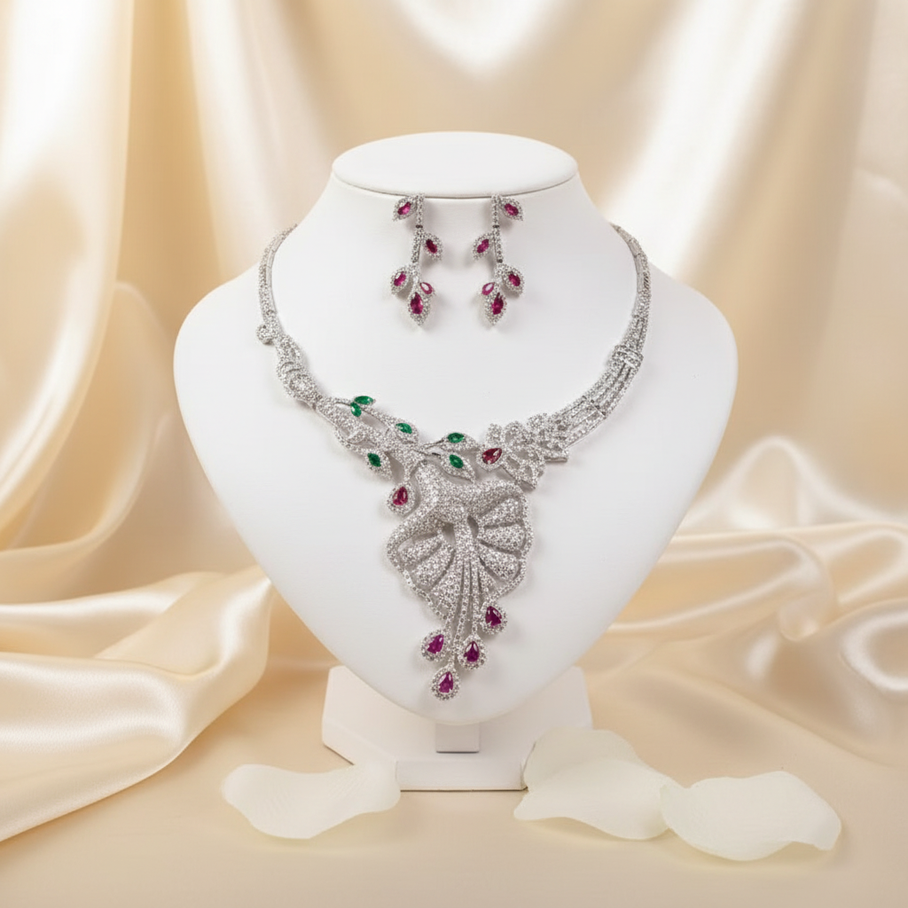 Peacock Splendour Necklace & Earring Set- Item ID:-NH007