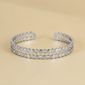Silver Honeycomb Bangle – Beige Background
