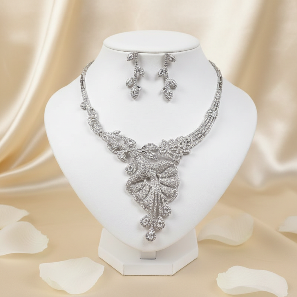 Peacock Splendour Necklace & Earring Set- Item ID:-NH007