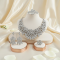 Luxury Rose Crystal Jewelry Set – Necklace, Earrings, Ring & Bracelet (Gold / Silver) Item ID:-NH001